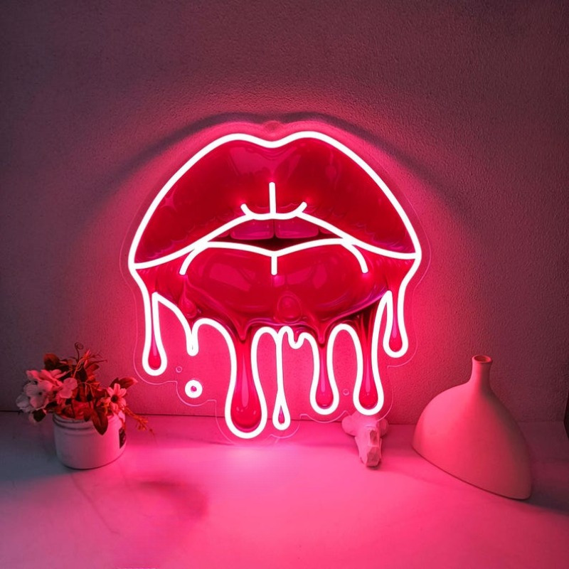 Commercial Wall Printing - Labbra fendenti Insegna al neon stampata