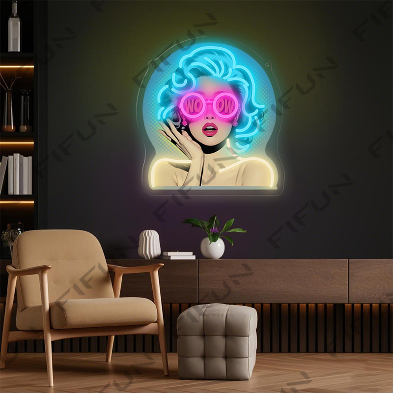 Insegna al Neon WOW Curl Girl, - Commercial Wall Printing recensione e prezzo